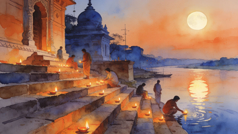 Temple steps by the river