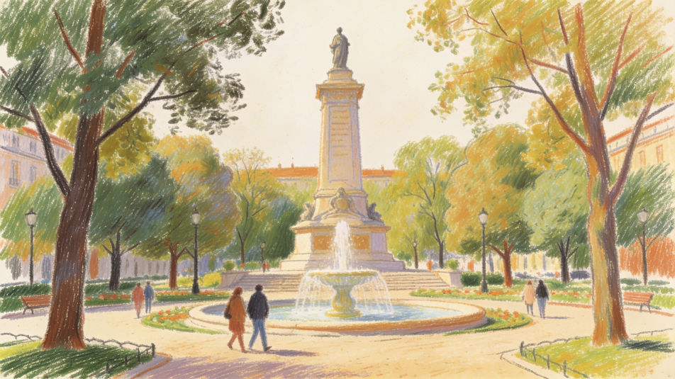 Square with a fountain