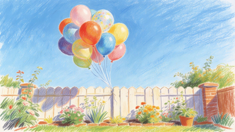 Balloons over a garden