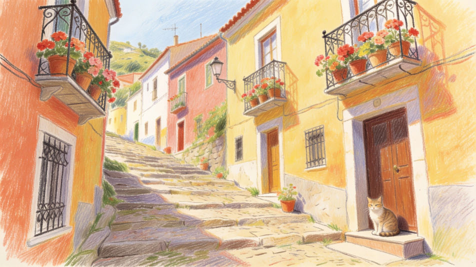 Colorful street of houses