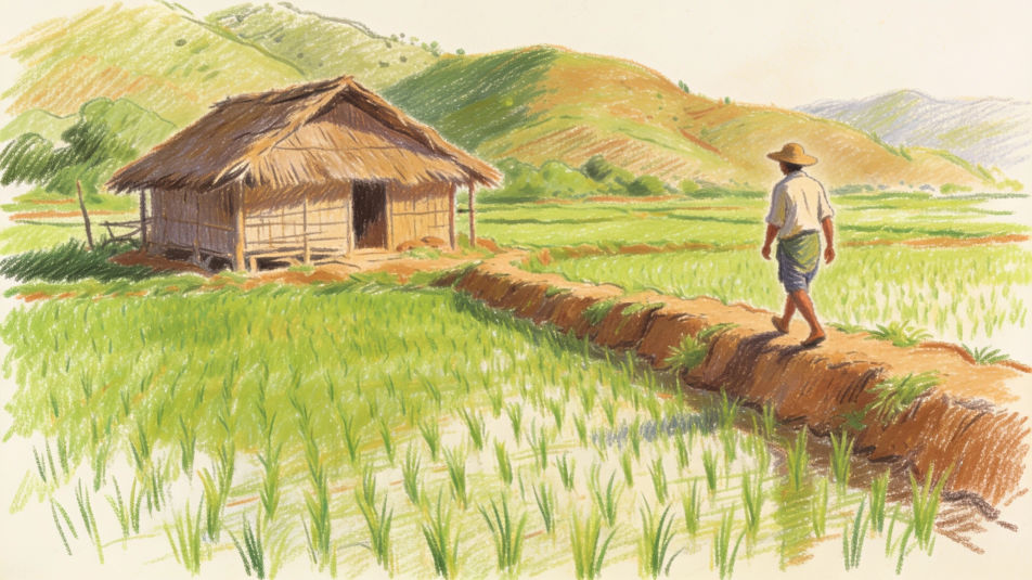 Hut in the paddy fields