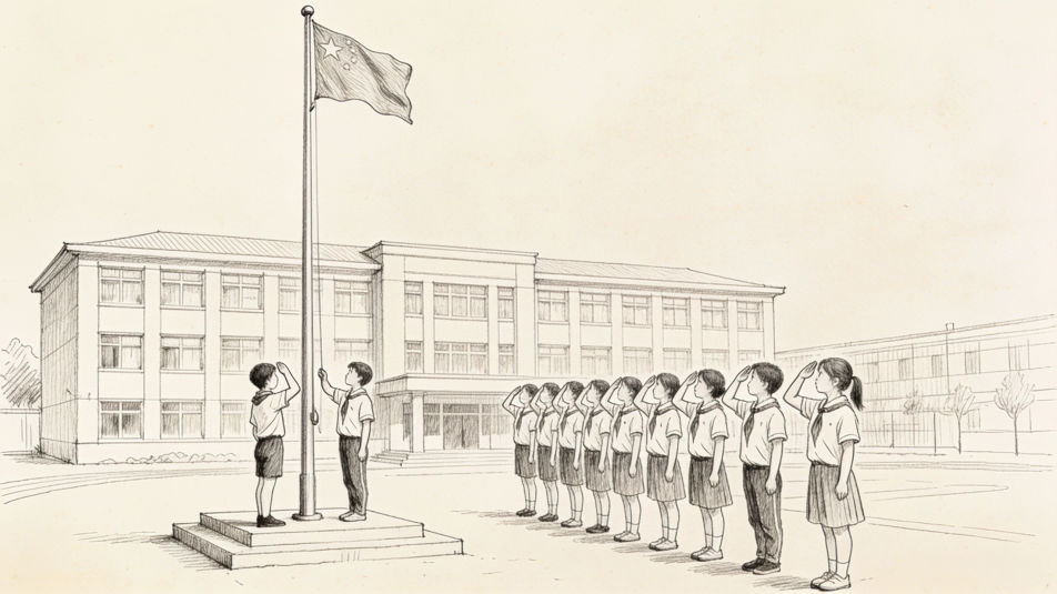 Flag hoisting at school