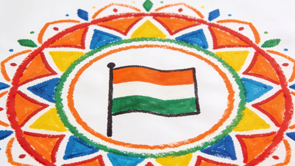 Rangoli and flag chart