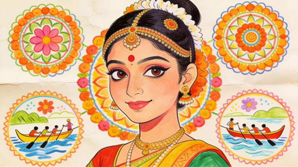 Onam chart with a dancer