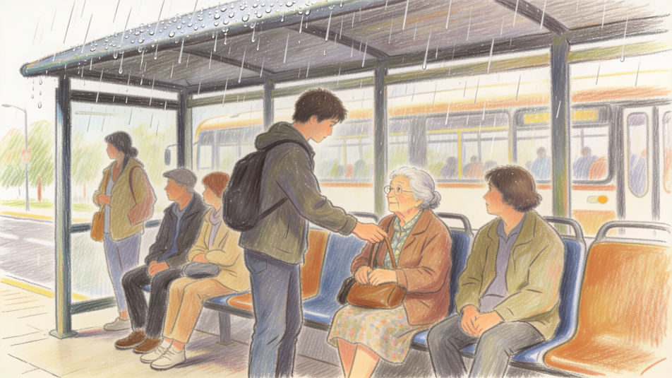 Kindness at the bus stop