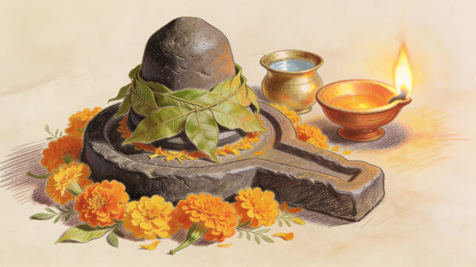 Shivalinga with offerings