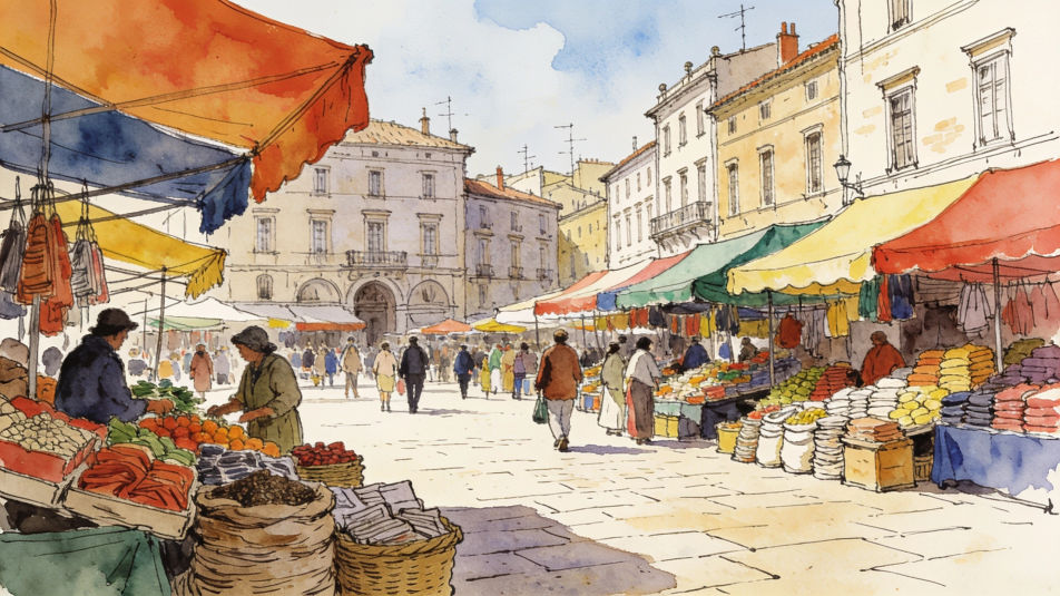 Town square on market day