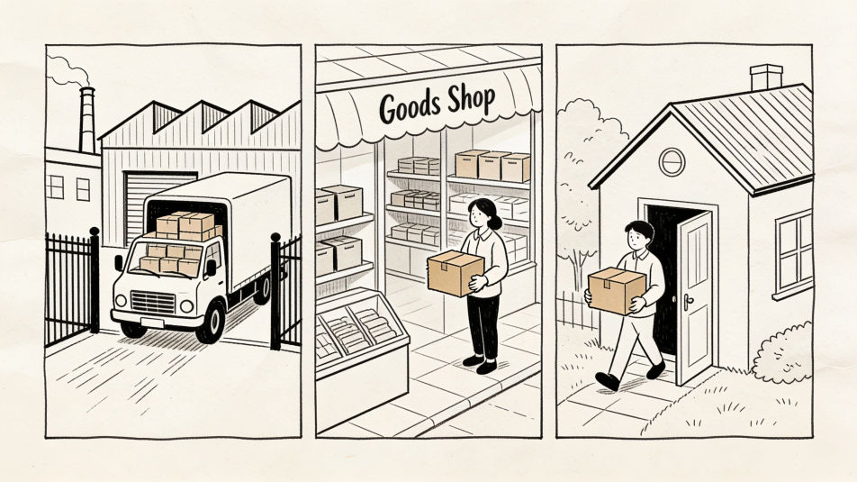 Factory to shop to home