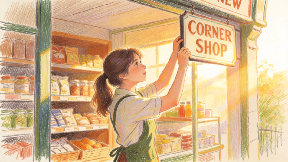 Entrepreneur opening a shop