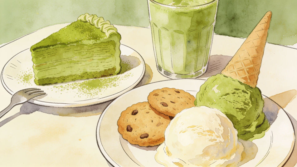 Matcha dessert spread