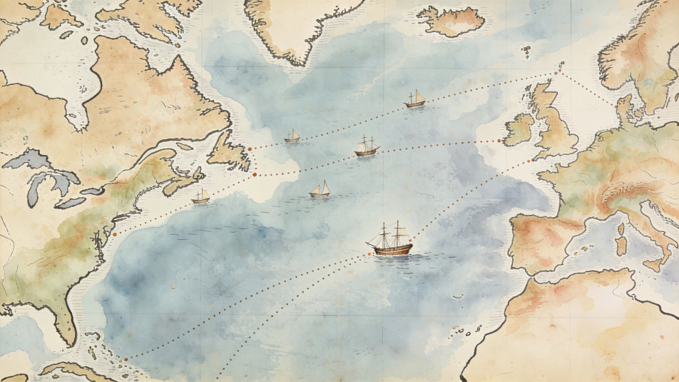 Trade routes on an old map
