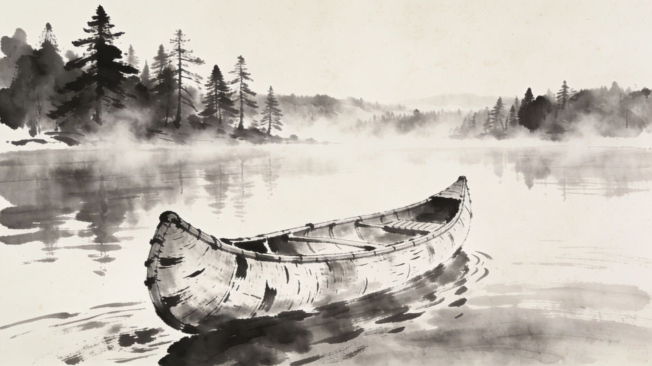 Canoe on a northern lake