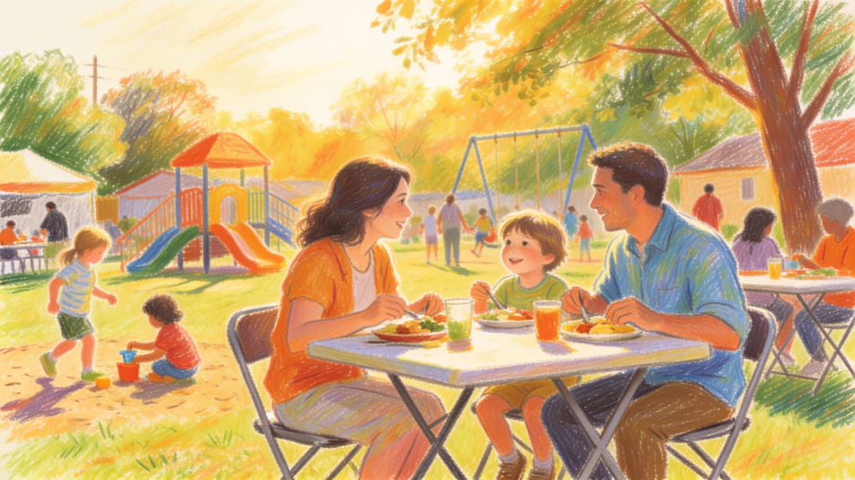 Family at a community gathering