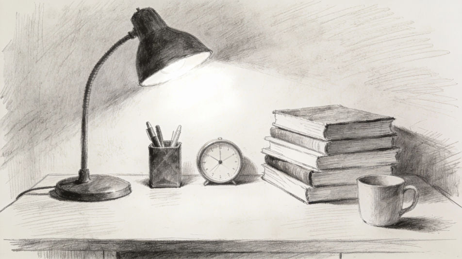 Desk with study objects