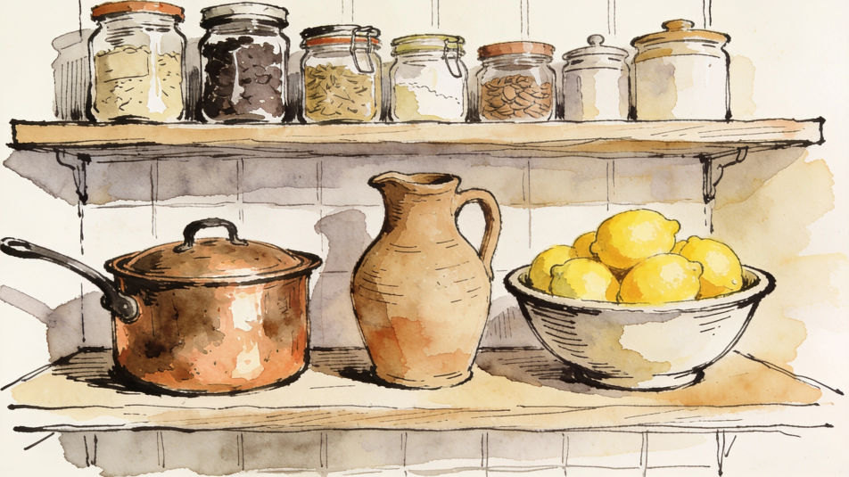 Kitchen shelf still life