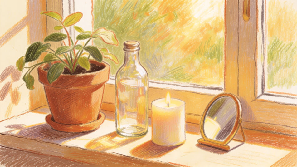 Objects on a windowsill