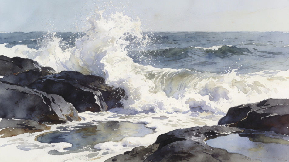 Waves on a stony shore