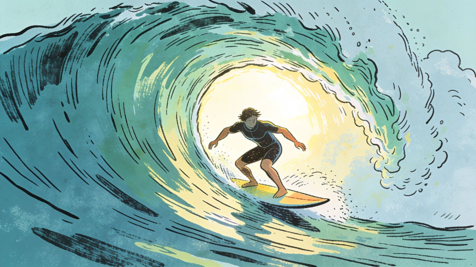 Surfer in the barrel