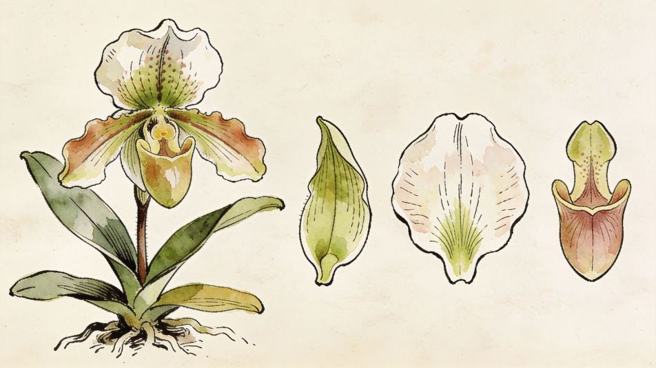 Botanical plate with parts