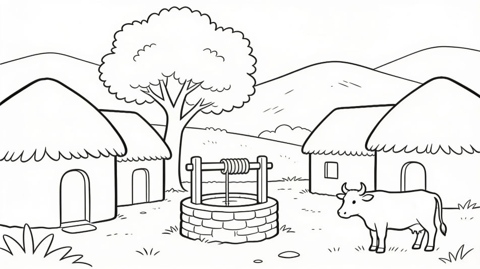 Village scene outline