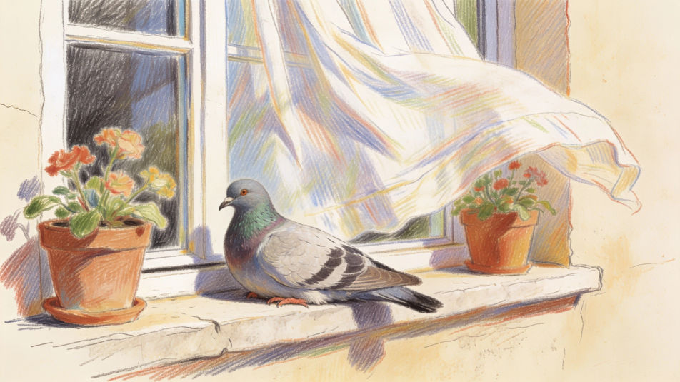 Pigeon on a window ledge
