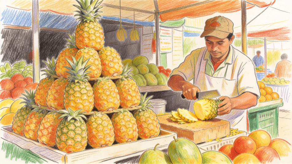 Fruit stall pyramid