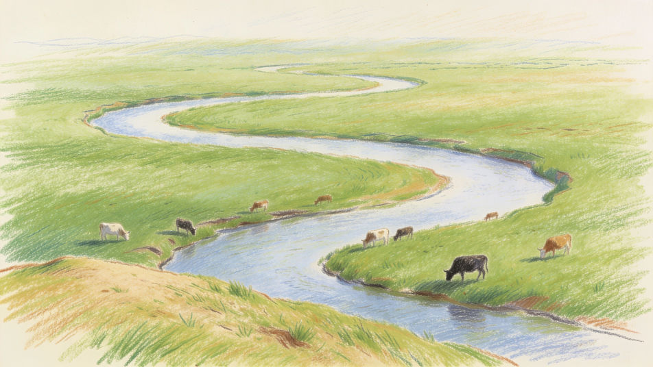 River winding through grassland