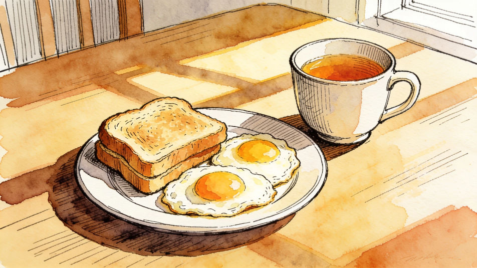 Breakfast plate by a window