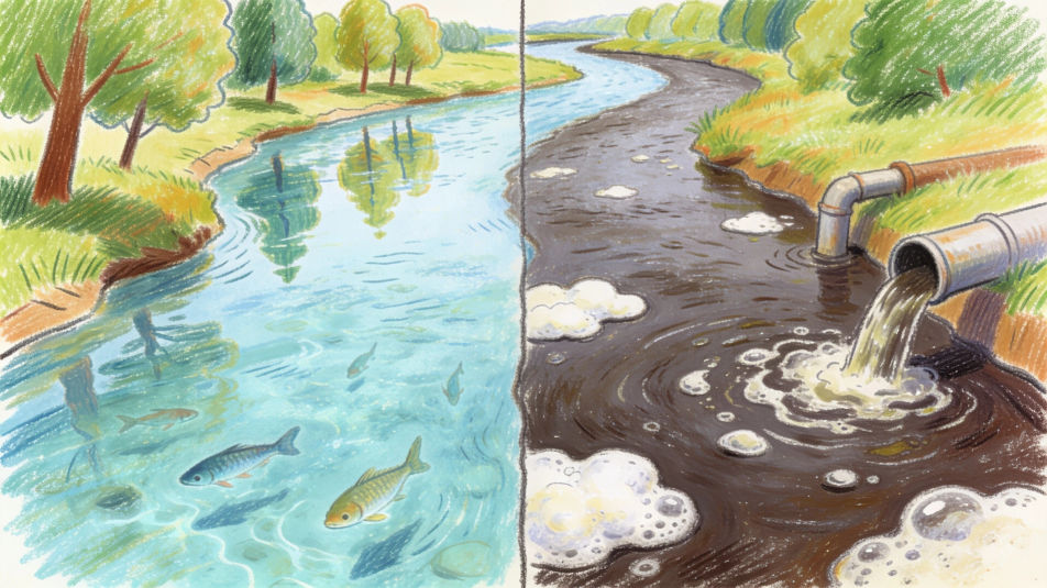 Before and after river