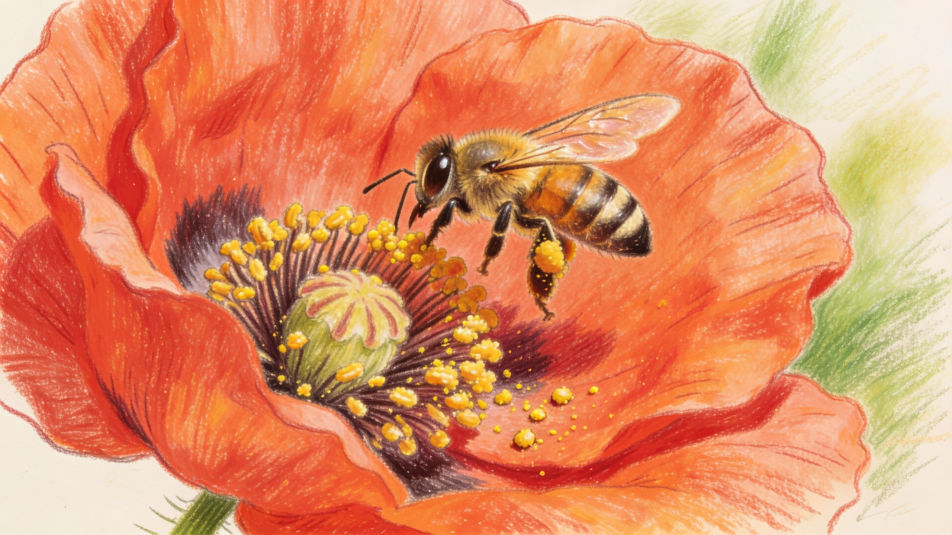 Bee on a poppy