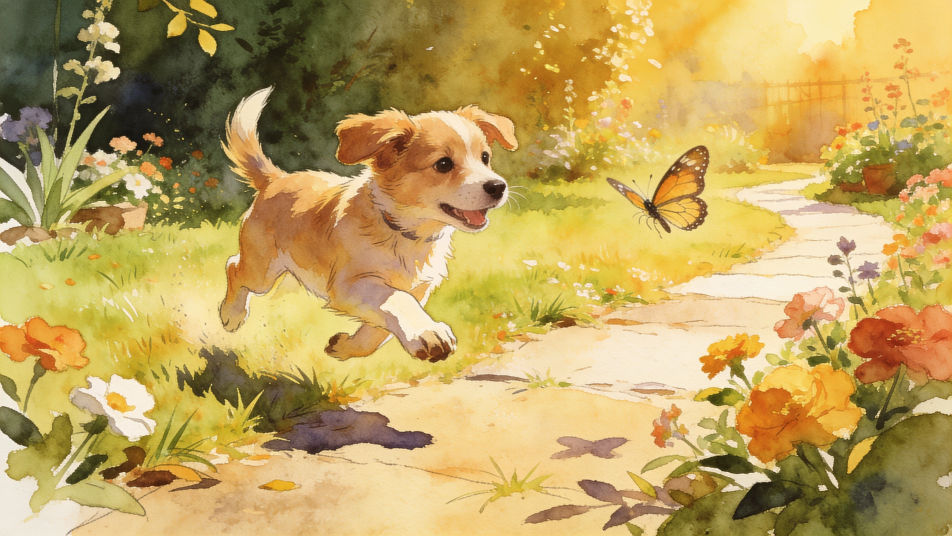 Puppy in the garden