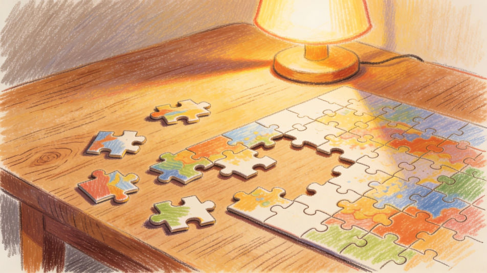 Puzzle on a table