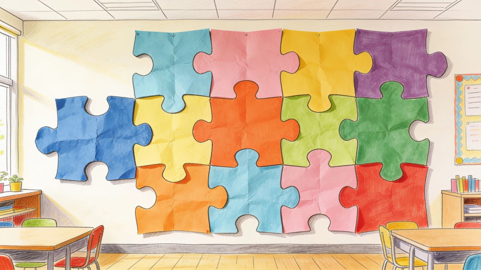 Classroom puzzle wall