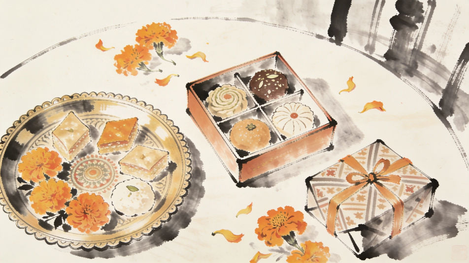 Festive table from above