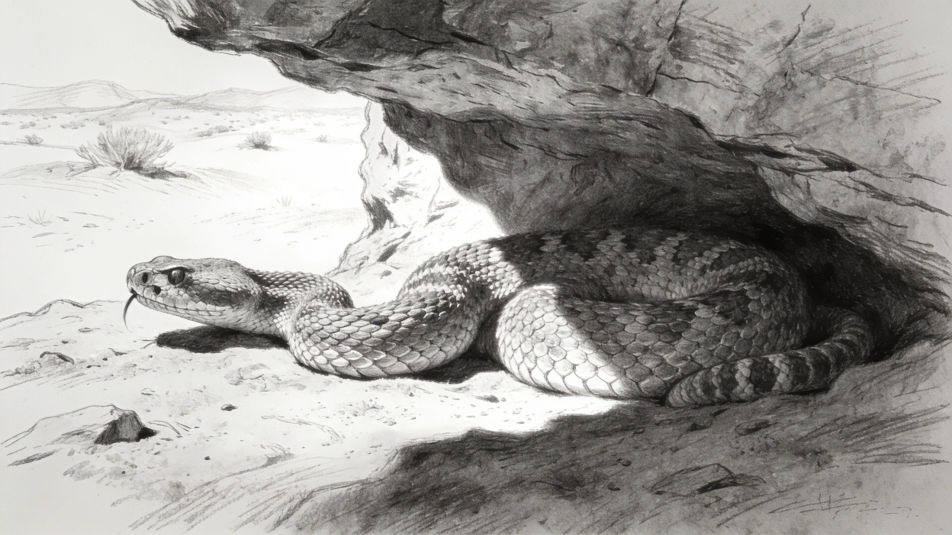 Under a rock ledge