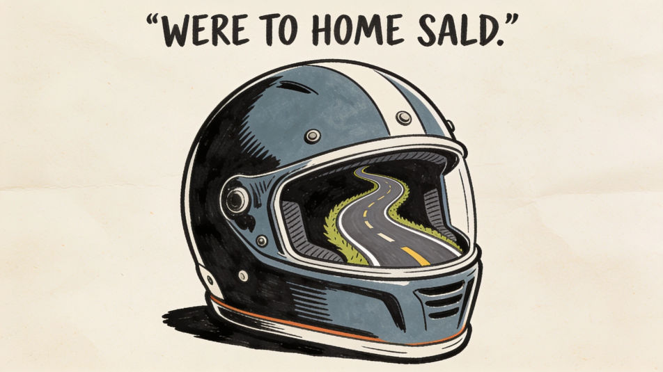 Poster with a large helmet