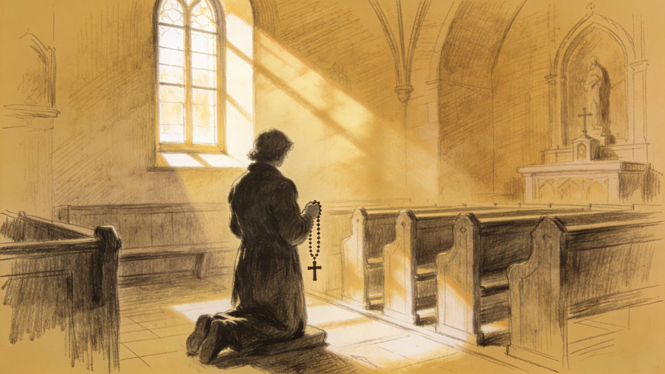 Prayer in a quiet chapel
