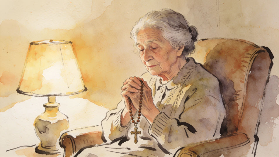 Grandmother praying the rosary
