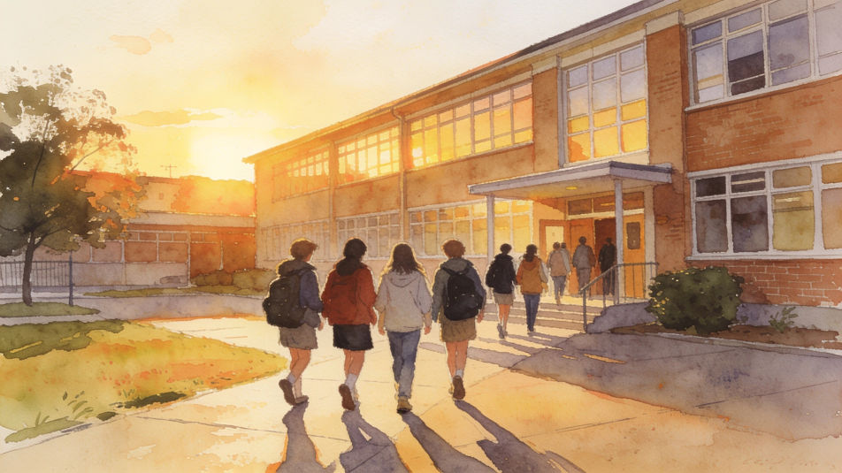 Sunrise over the school