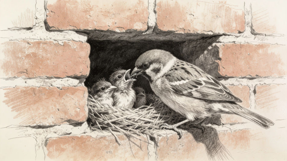 Nest in a wall gap