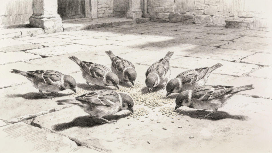 Grain on the courtyard