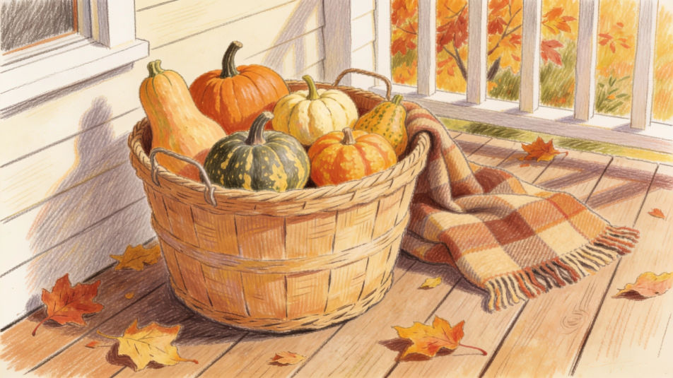 Harvest basket on the porch