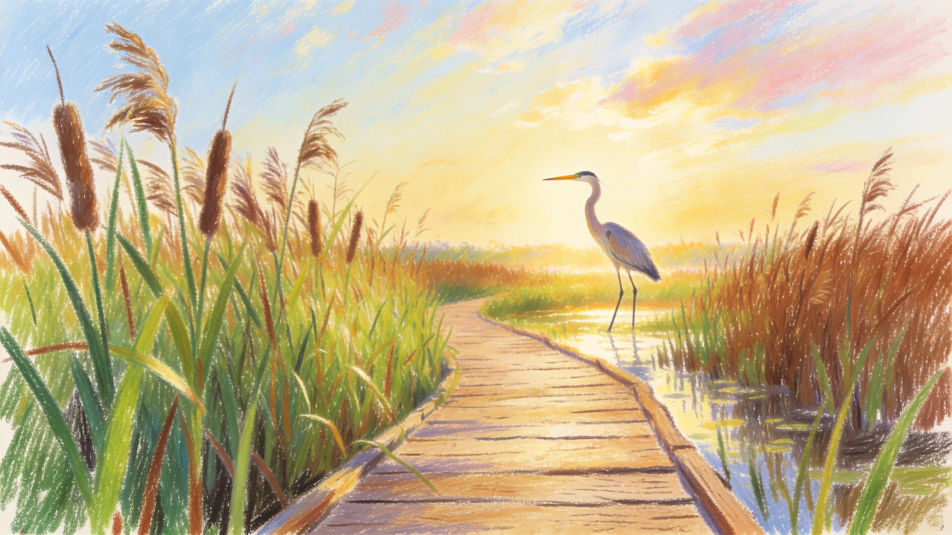Boardwalk through the wetland