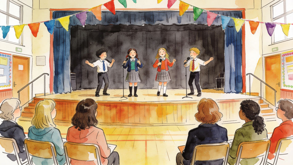 Students on stage