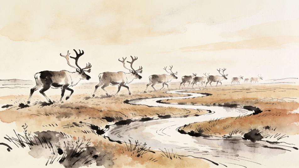 Caribou herd on the move