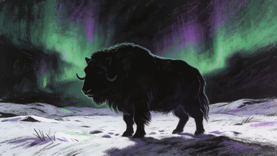 Northern lights over the tundra