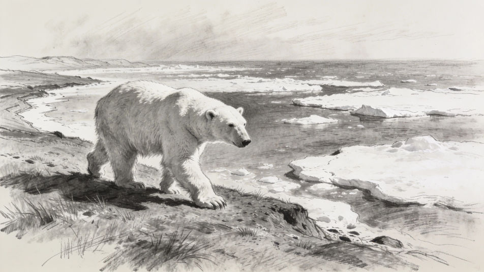 Polar bear at the coast
