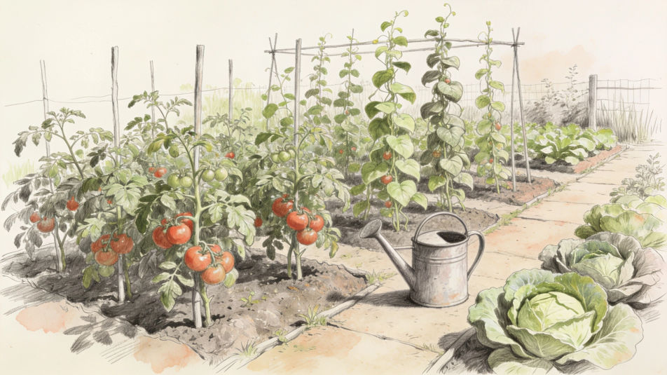 Kitchen garden rows