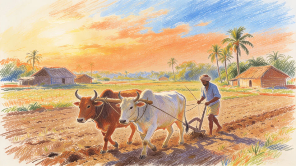 Farmer plowing the field