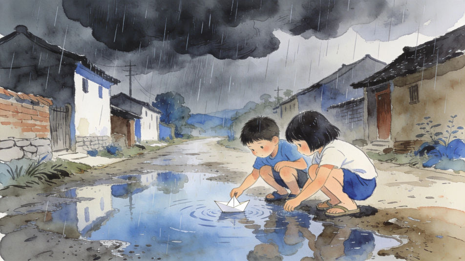 Village in the monsoon